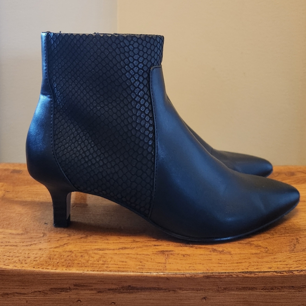 Clarks Black Textured Ankle Booties